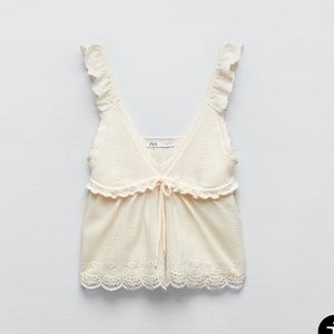 Zara Combination Ruffled Knit Top